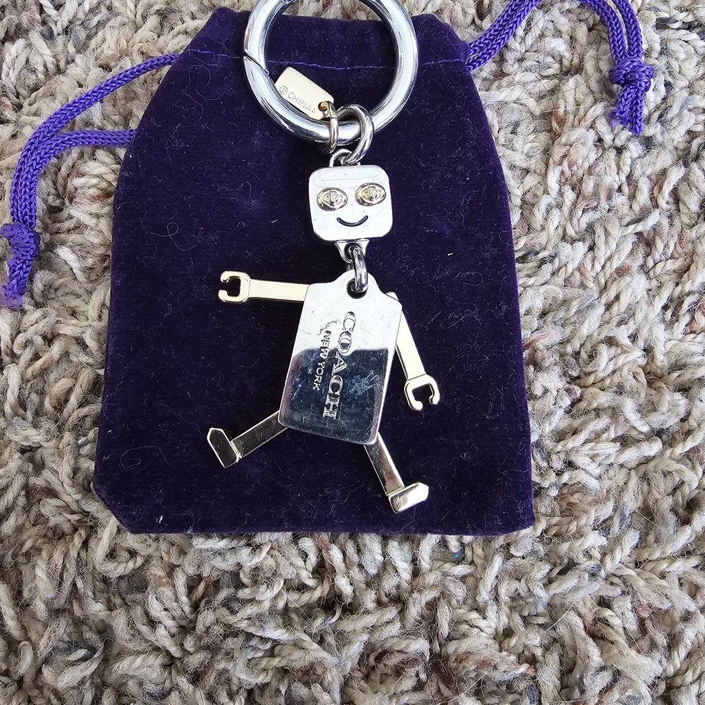 Coach Silver Robot Keychain